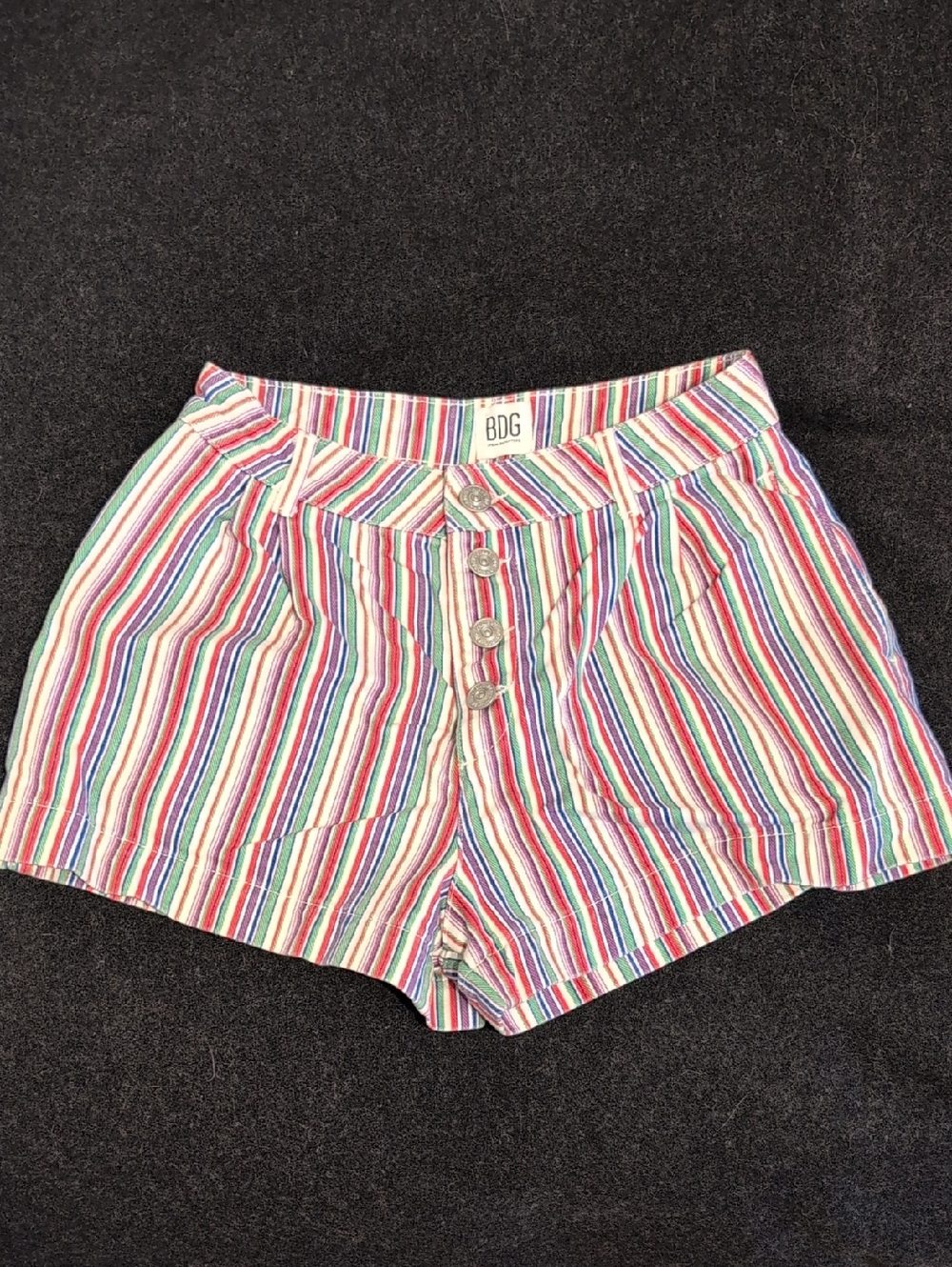 BDG Striped Multicolor Button-Front Women's Shorts